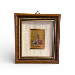 Vintage Framed 23K Gold Leaf Foil Chromolithograph of London
